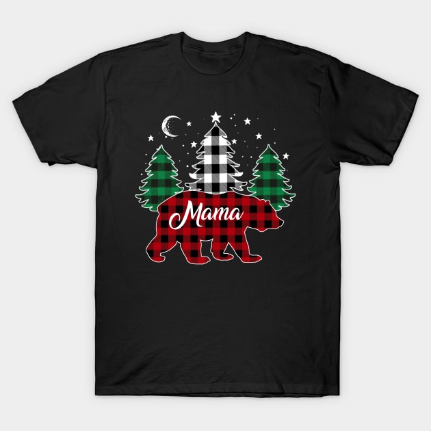 Mama Bear Buffalo Red Plaid Matching Family Christmas T-Shirt by Marang